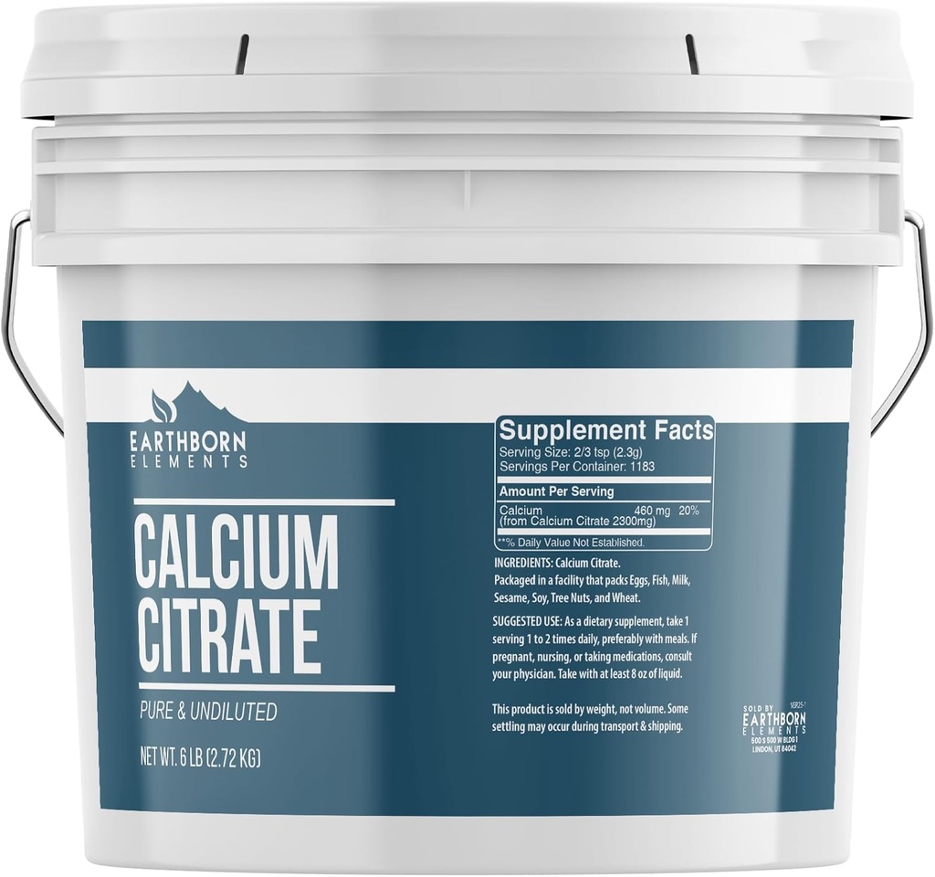 Pozemné prvky Citrát vápenatý 1 Gallon Bucket, čistý a neriedený, laboratórne overené (96 Ounce)
