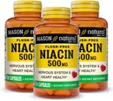 MASON NATURAL Niacin 500 mg Flush-free, podporuje zdravie srdca, výrobu nervového systému a energie, 60 kapsúl, balenie po 3