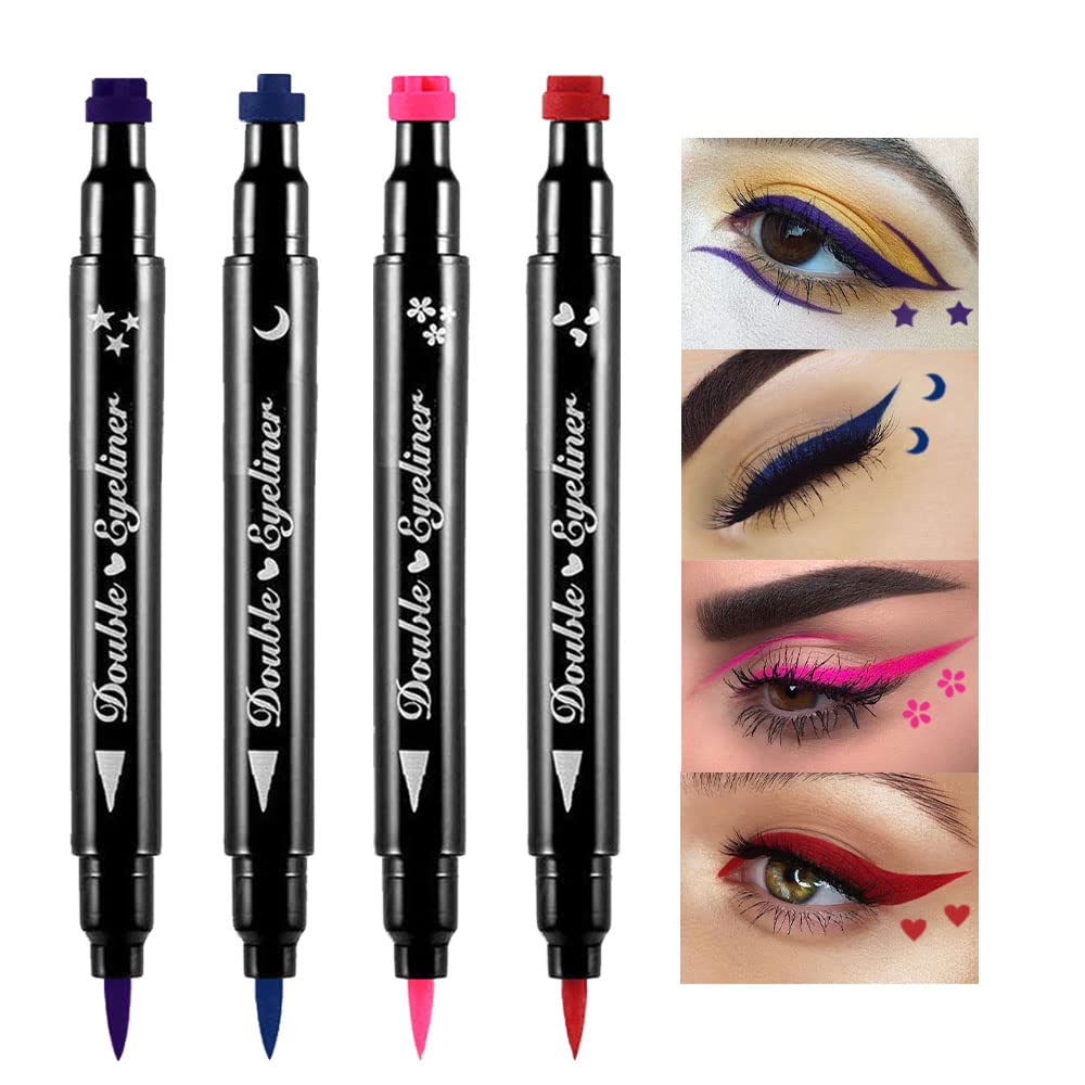 BINGBRUSH Obojstranné očné pero s tekutými známkami, pleťové pečiatky Make-up Extrémne čierny nepremokavý gél Felt Tip High Black Pigment Liquid Eyliner & Seal rezina para tipy de gel (farebné)
