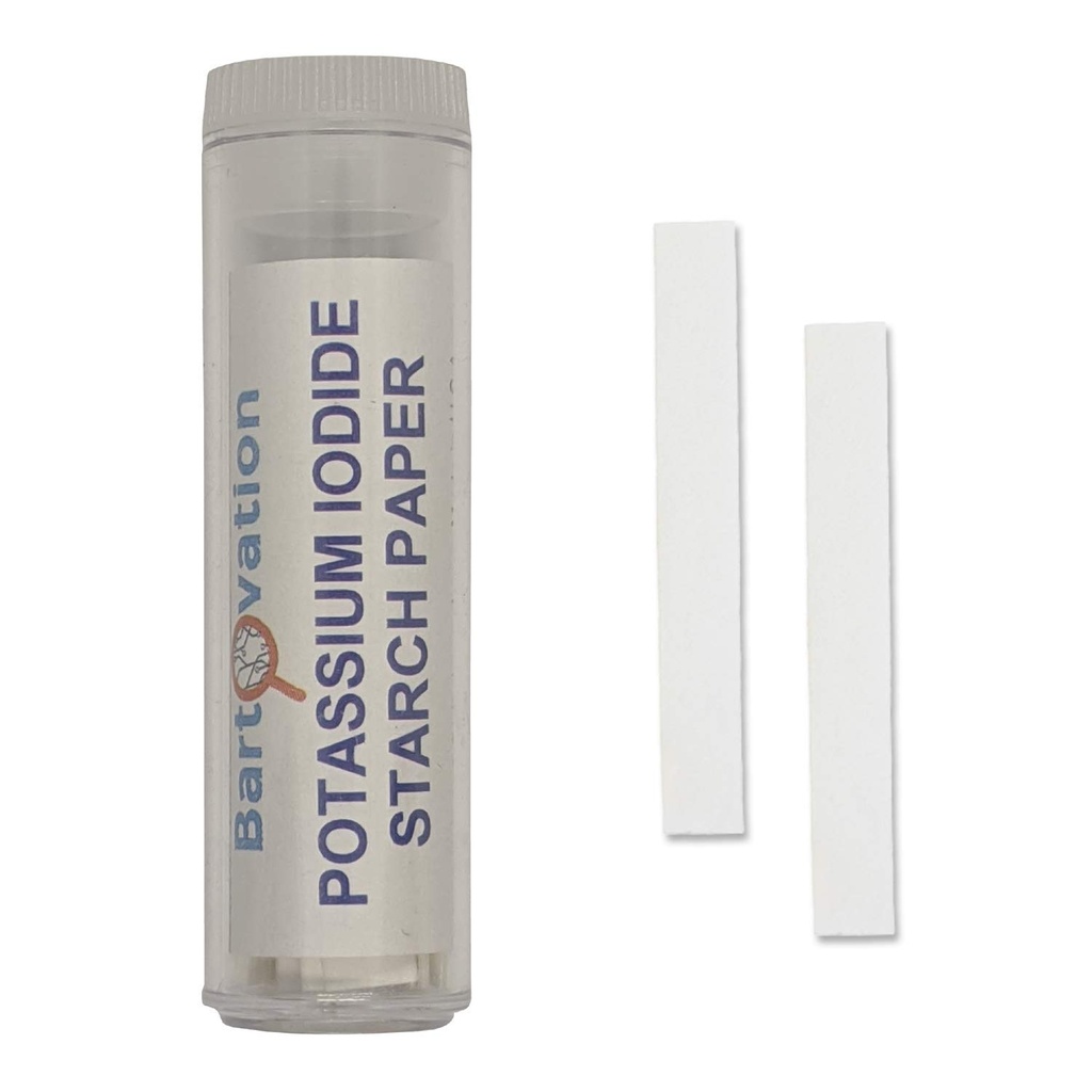 Káliumjodid Starch oxidačný testovací papier [Vial of 100 strips] na detekciu chlóru, jódu a peroxidu - NIE na testovanie tela