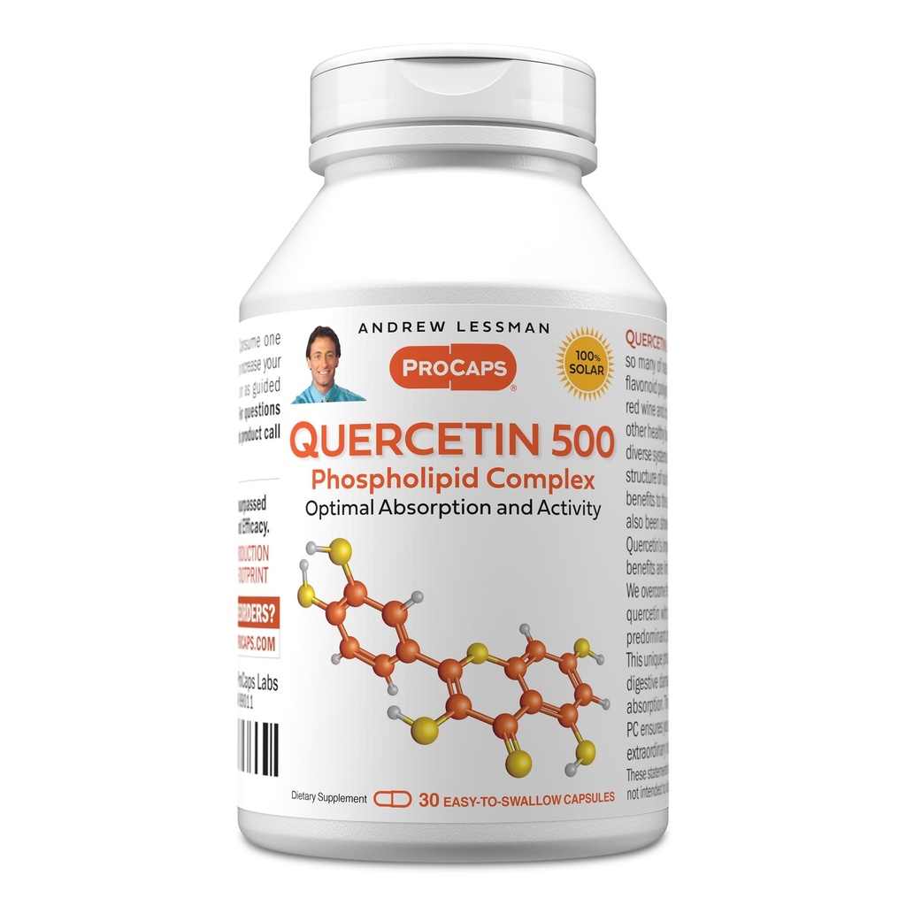 ANDREW LESSMAN Quercetin 500 mg - 30 kapsúl - 500 mg Unikátny Quercetin Fosfolipidový komplex, vysoko absorpčná formula na podporu zdravého srdca, cirkulácie a imunitnej funkcie. Žiadne prídavné látky.
