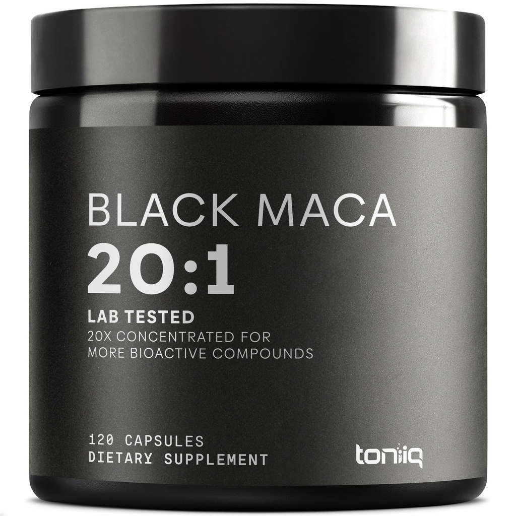 Black Maca Root - Ultra vysoká potencie 20:1 extrakt - Single Origin, Wildcrafted & Highly Concentrated - Third-Party Lab tested - 120 Kapsule