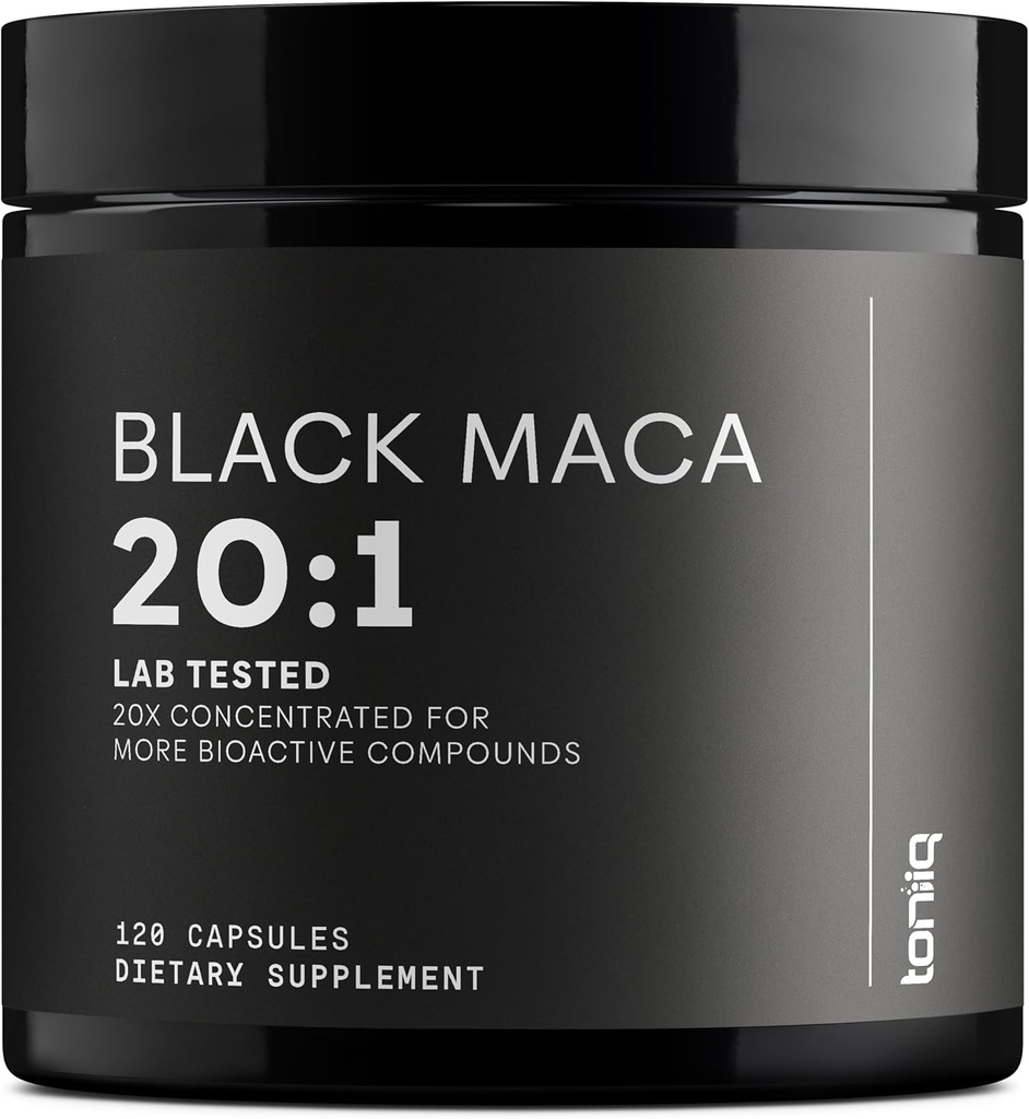 Black Maca Root - Ultra vysoká potencie 20:1 extrakt - Single Origin, Wildcrafted & Highly Concentrated - Third-Party Lab tested - 120 Kapsule