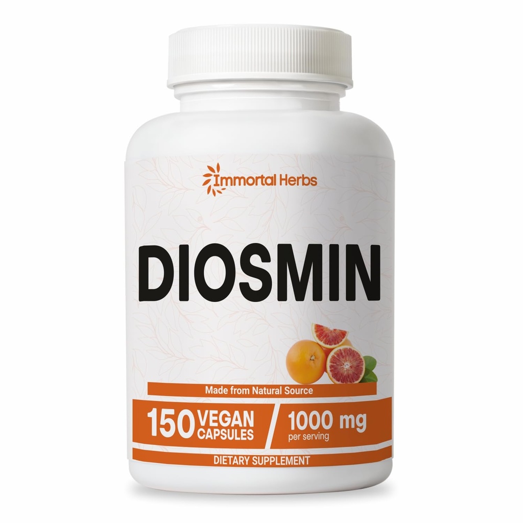 Pure Diosmin 1000mg Complex Formula, 150 Kapsule, Citrus Bioflavonoids Rich Fruit Extract, 100% Vegetarián, Non-GMO & Gluten Free Diosmin Supplement