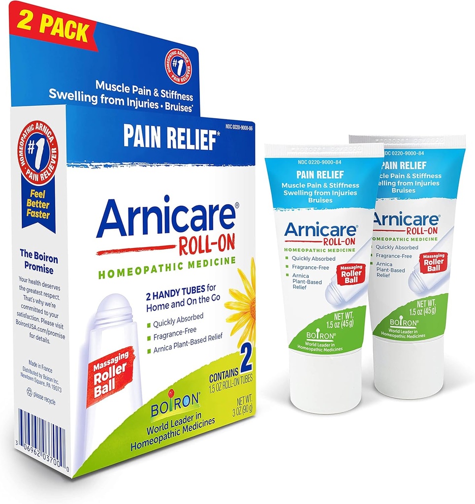 Boiron Arnicare Roll-On na zmiernenie bolesti kĺbov, svalovej bolesti, svalovej bolesti a opuchu z modrín alebo zranenia - Non-maslo a Fragrance-Free - 2 Počet (Stock of 1)