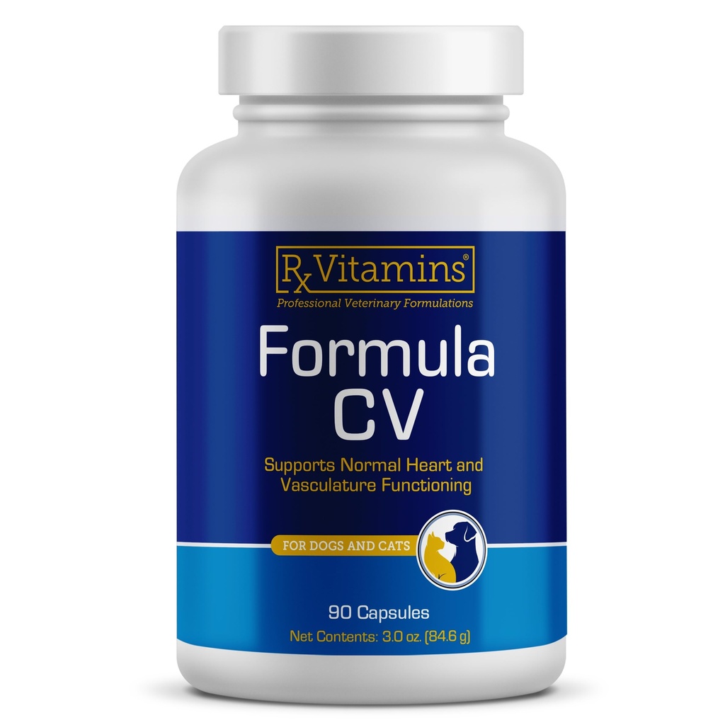 Rx Vitamíny Formula CV - Hawthorn Berry Kapsule s taurínom pre psy a mačky - Srdcové zdravotné doplnky doplnené o horčík a draslík - Senior Dog Vitamíny a senior Cat Vitamíny - 90ct