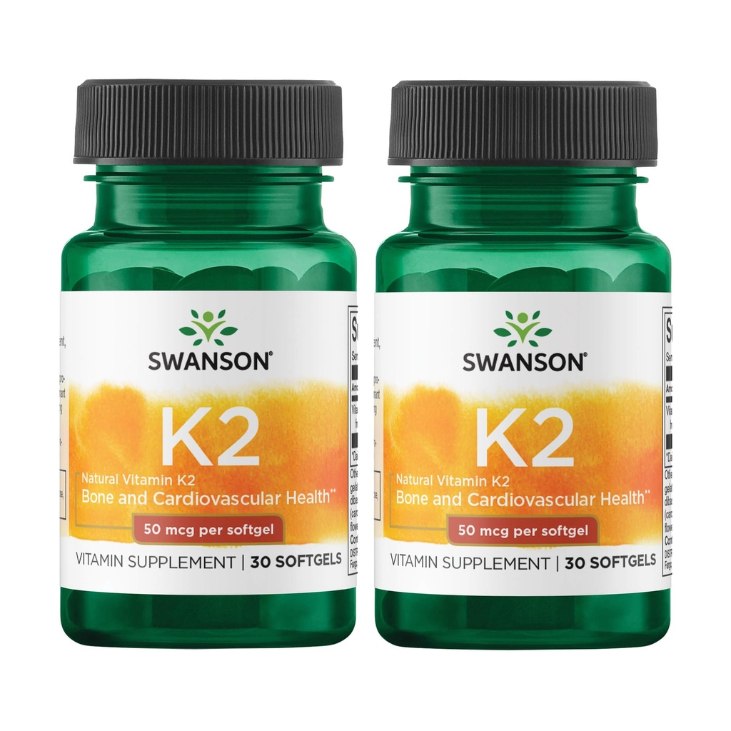 Swanson Natural Vitamin K2 (Menachinón-7 od Natto) 50 μg 30 Sgels (2 balenia)