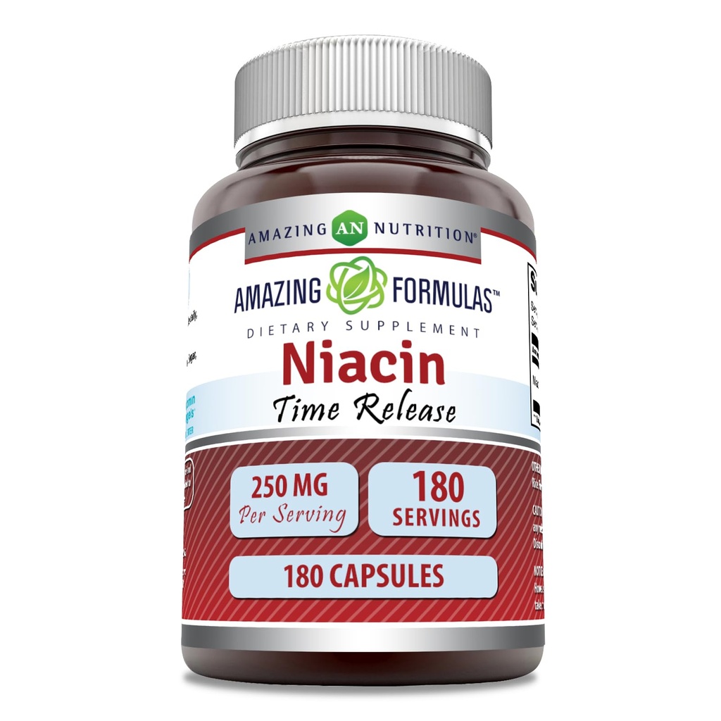 Amazing Formules Niacin (vitamín B3) 250 mg 180 Kapsule Supplement 