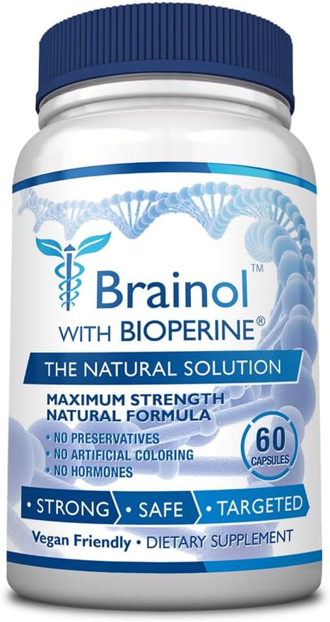 Fungavir Brainol - cielený doplnok podpory mozgu - B Vitamíny, horčík, aminokyseliny, ľubovník bodkovaný, fosfatidylserín, Ginkgo Biloba - Vegan-Priatelia - 60 kapsúl - 1 mesiac Dodávka