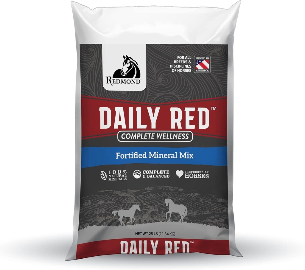 Denné Red Complete Wellness, obohatené Minerálne Mix Supplement pre kone, 25lb Refill Bag