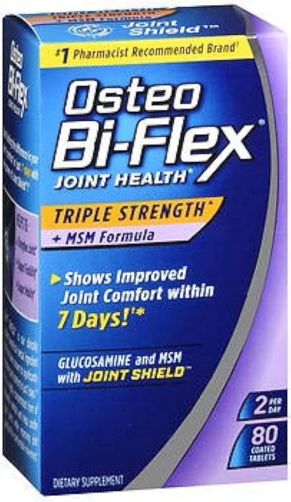 Osteo Bi- Flex spoločné zdravie Triple sila + MSM Formula Joint Shield + Glukozamín - 80 obalené tablety