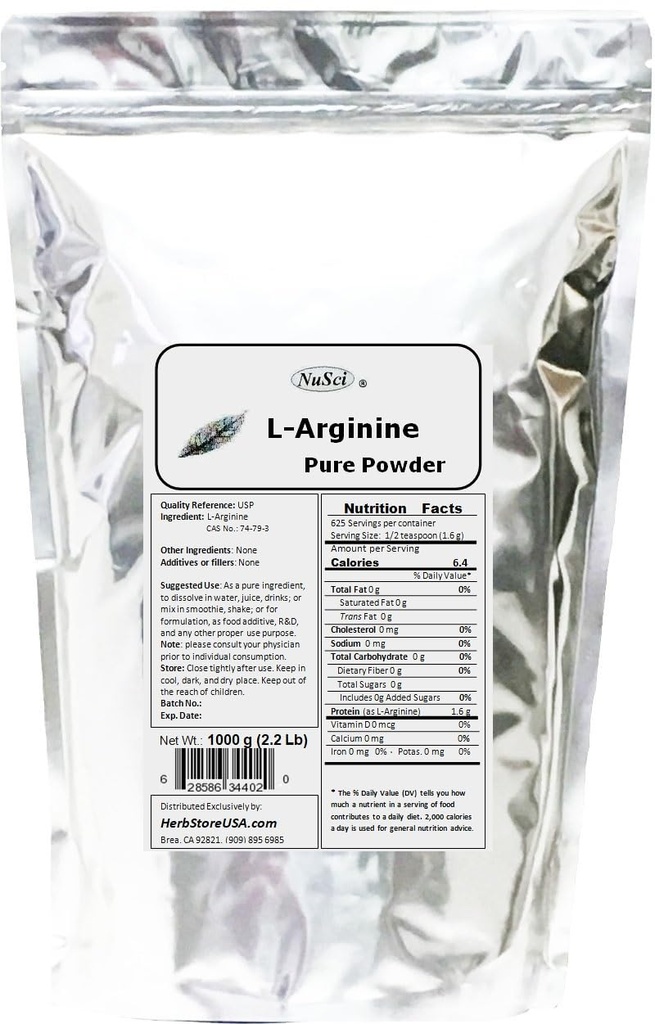 L-arginínový prášok vo forme čistej bázy (1000 gramov (2,2 lb))