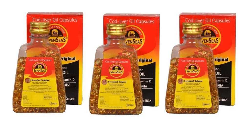 Seenseas Cod Liver Oil 500 softgel kapsuly (Pack of 3) 