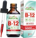 Prečo nie prírodné organické vitamín B12 kvapaliny - Sublingválne extra sila 60 x 5000 μg Metylkobalamín kvapky, Vegan, maximalizovať absorpciu a energiu