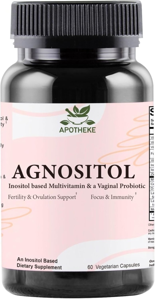 AGNOSITOL Prenatálne vitamíny, Vaginálne probiotiká s SMART Baktérie, plodnosť, ovulácia a podpora PCOS, Hormonálna rovnováha a Vaginálne zdravotné doplnky. Inozitol 40:1, kyselina listová, vitamíny D3 B6/1
