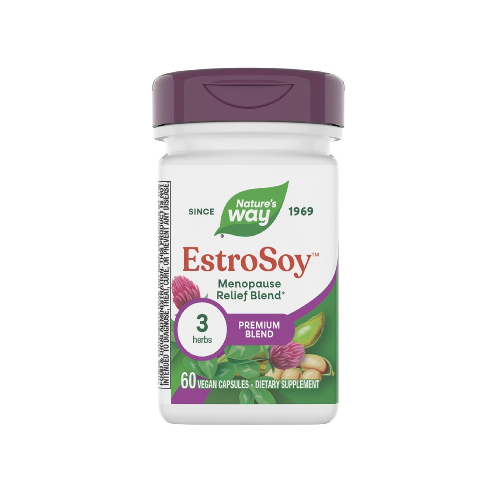 Nature's Way EstroSoy, Menopauza Relief Blend*, Pomáha zmierniť príznaky menopauzy*, Black Cohosh, Red Clover, a Fermented Soy, 60 Vegan Kapsule