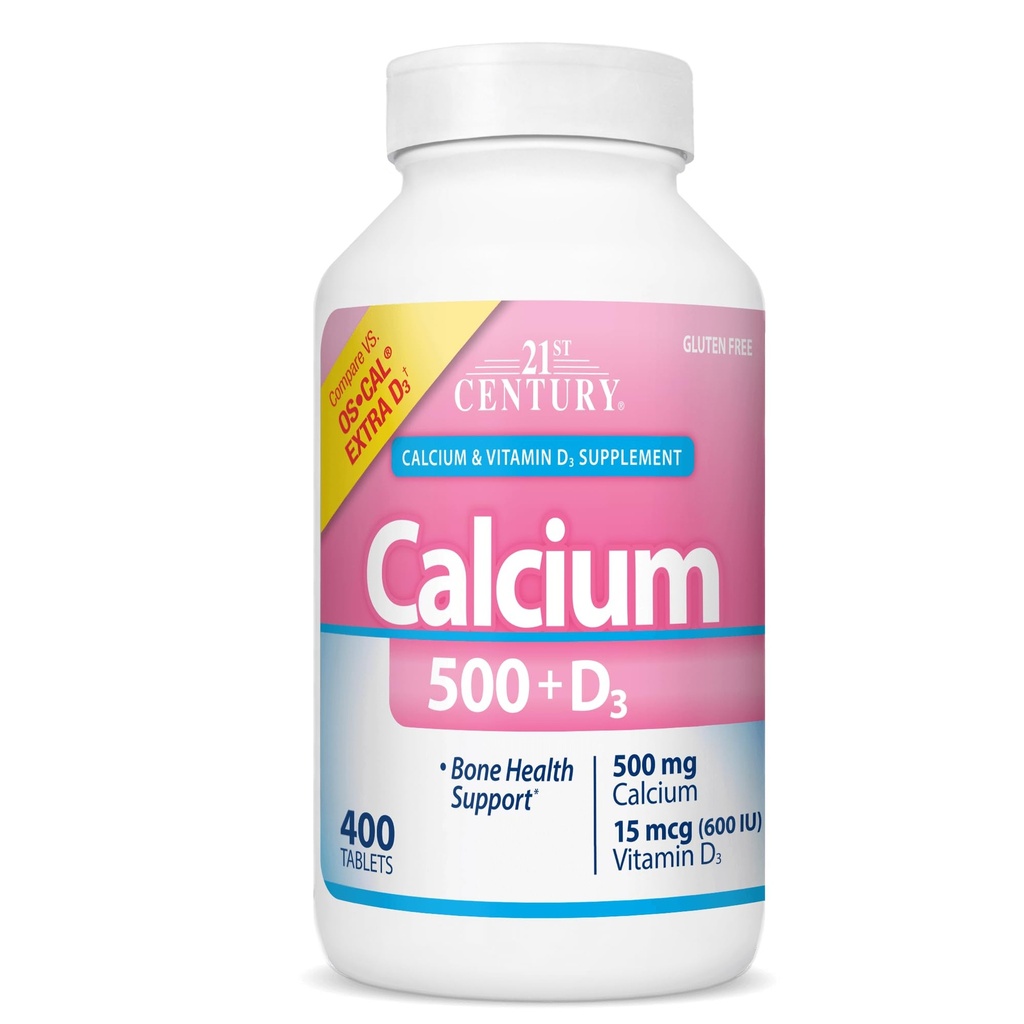 21st Century Vitamíny Vápnik 500 Plus Extra D Caplets, 400 Počet