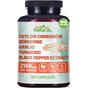 5-in-1 organické Ceylon škoricové kapsule s Berberine, cesnak, kurkuma, Black Pepper Extract Pills