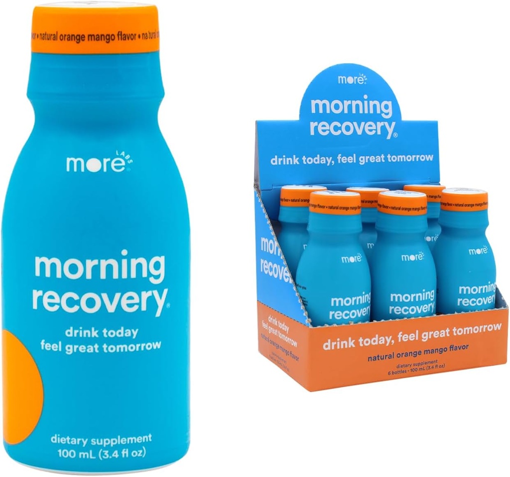 Morning Recovery Electrolyte, Milk Thitle Drink Vlastivedná formulácia na hydratáciu počas pitia, vysoko rozpustná kvapalina DHM, Non GMO, Vegan, Gluten-free, Orange Mango, balenie 6