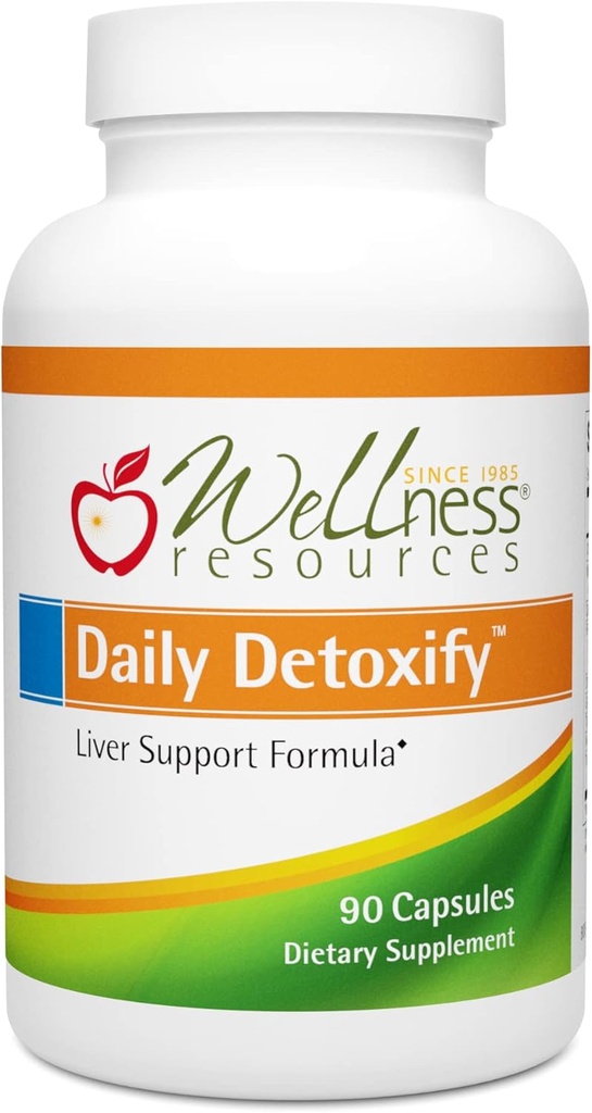 Wellness Resources Daily Detoxify with Silymarin, Dandelion, RA Lipoic Acid, NAC, Chlorella a viac pre podporu pečene a komplexnú detoxikáciu (90 kapsúl)