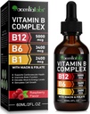 Vitamín B12 Tekuté kvapky - Organické vitamín B12 Sublingválne kvapky - Organické vitamín B-komplex B5 Kyselina pantoténová - Vegan B12 Sublingválne 5000 μg s vitamínom B6, Tekuté B12 Metylkobalamín podporuje