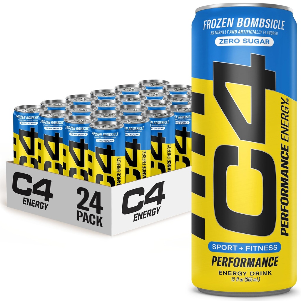 C4 Energetický nápoj 12oz (balenie 24) - mrazené bomby - bez cukru pred tréningom výkon nápoj bez umelých farieb alebo farbív