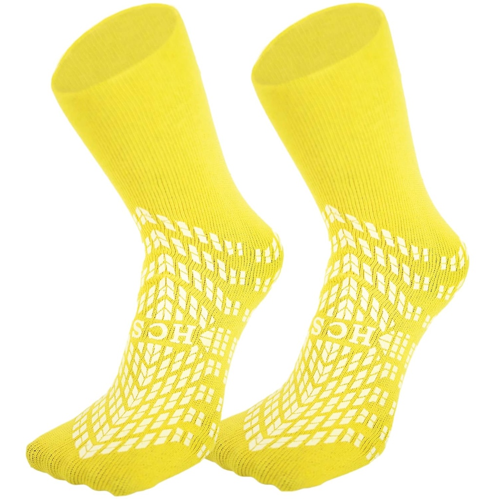 HCS Non-Slip Hospital Ponožky s Grips pre ženy a mužov (6 párov) - 360 All-Around Tread Non-Slip Ponožky, Starší/Seniori - Nemocničné Grip Ponožky, Ženy, Muži - Pád Rizikové Pacienta Papuče (Yellow, Pravidelné)