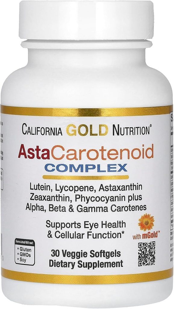 California Gold Nutrition Astaxantin Carotenoid Complex, lutein, Lycopene, Astaxantin, 30 Veggie Softgels