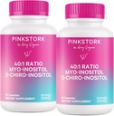 Pink Stork Myo-Inozitol & D-Chiro Inozitol Supplement - Hormonálna rovnováha pre ženy - Podpora ovária - Pomer 40:1 - Doplnky k plodnosti pre ženy - 180 Kapsule, 2 mesiace Zásoba