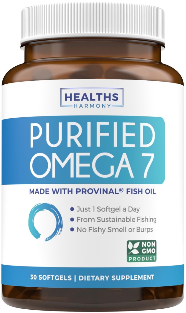 Omega 7 doplnok pre ženy a mužov - Vysoká potencie a čistoty kyseliny palmitolejovej Mastné kyseliny Fish Oil Supplement z patentované provinal s najnižšou kyselinou palmitovou - udržateľný zdroj (1 mesiac dodávky)