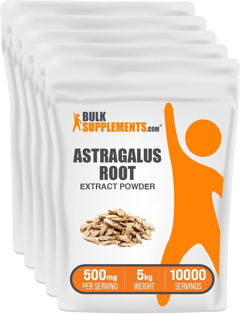 BulkSupplements.com Astragalus Extract Powder - from Astragalus Root, Astragalus Supplement - Vegan & Gluten Free, Astragalus Powder - 500mg per Serving, 1kg (2,2 lbs) (Pack of 5)
