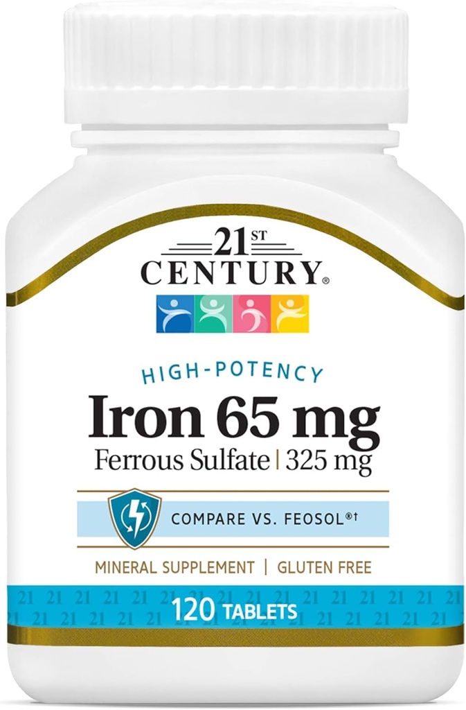 21st Century Iron 65 mg Ferrous Sulfate 325 mg tablety, 120 gróf