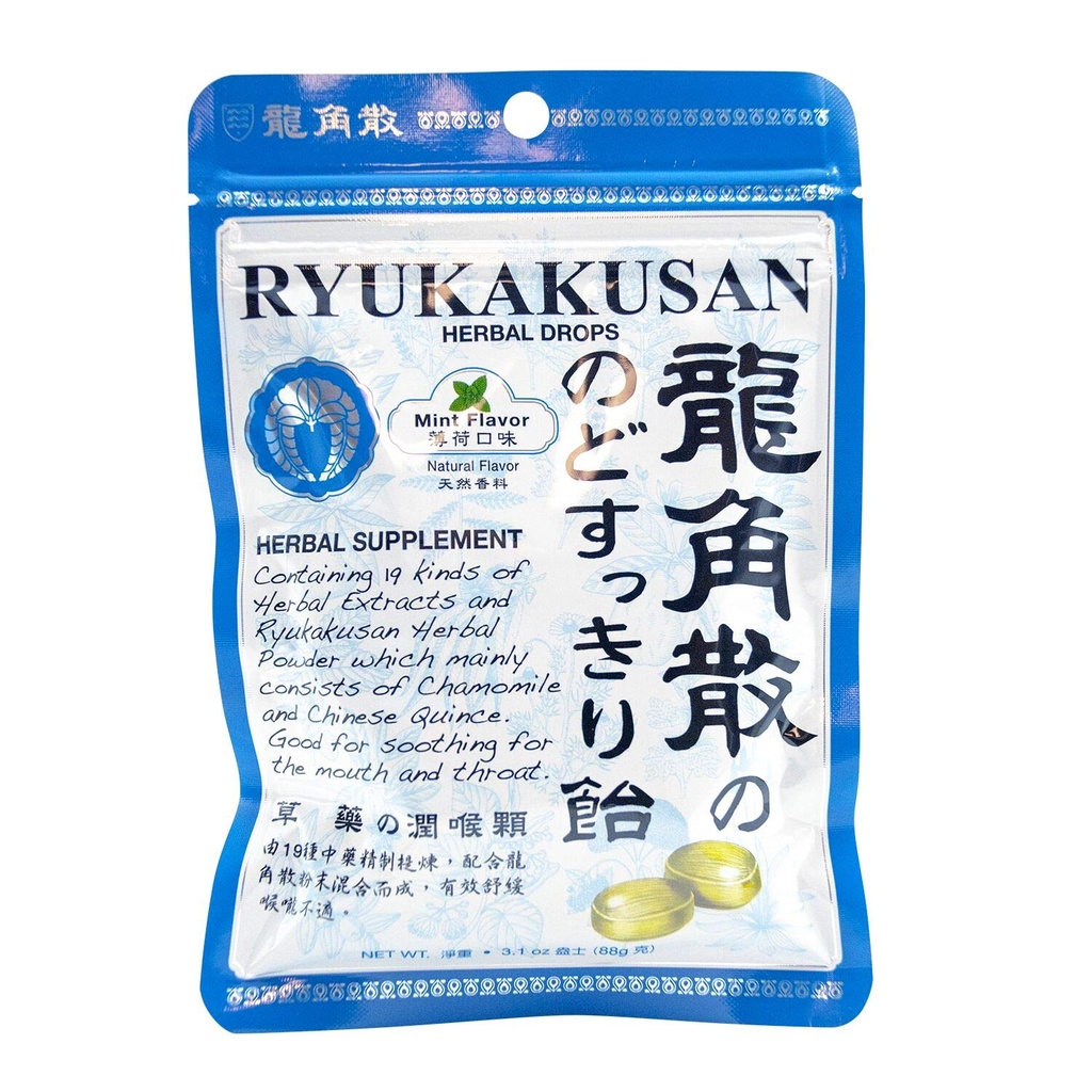 Ryukakusan Mint Flavor Bylinné kvapky (Podpory Hrdlo, Ústa, Horná respirácia) (32 kvapiek) (1 vrecko) (Solstice)