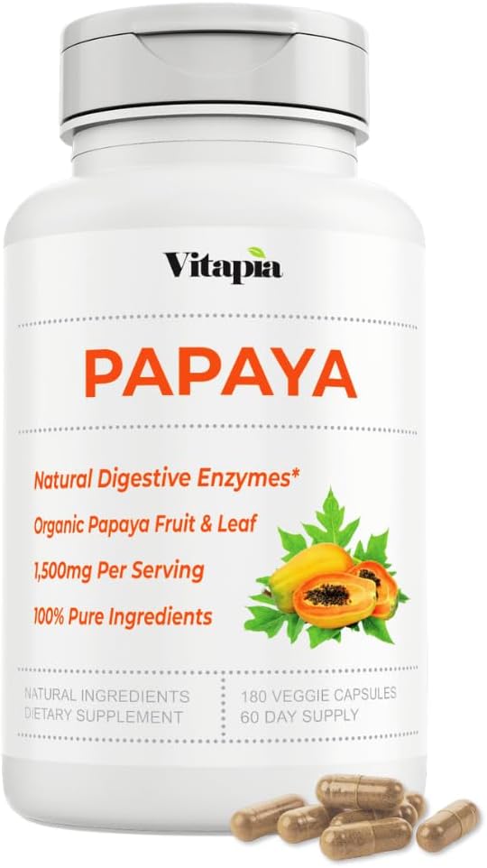 Papaya Fruit Enzyme Kapsule od Digestion, Bloating Relief, Immune Support for Men & Women - 1500mg Organic Papaya Powder Per Serving - 180 Veggie Kapsule - Non-GMO, Gluten-Free, Vegan-Friendly