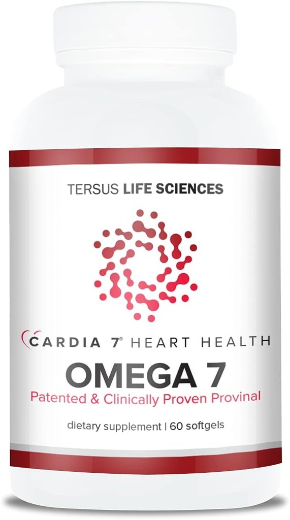 Cardia 7 Heart Health Omega 7 - Obsahuje patentované provinal očistené Omega 7 mastné kyseliny - žiadne ryby zápach alebo Burp-Back - 60ct mäkké gély