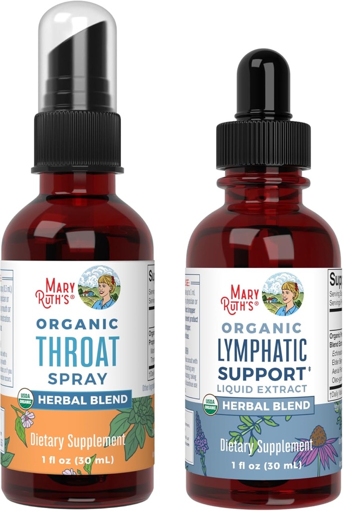MaryRuth Organics Throat Spray (Nechutný) & Lymfatic Cleans Drops 