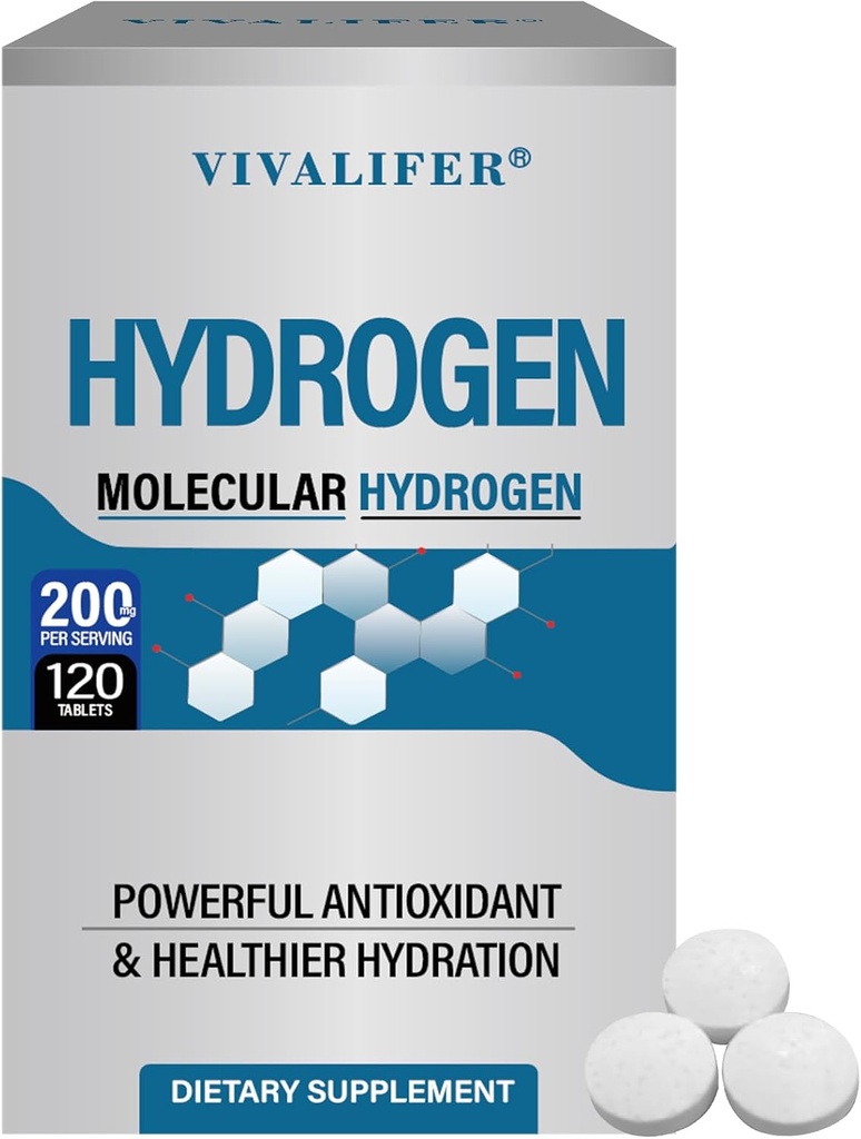 Hydrogen Water 120 Tablets, H2 Molecular Hydrogen with Magnesium Supports Brain Health and Cognitive Function, Energy Boost & Metabolism