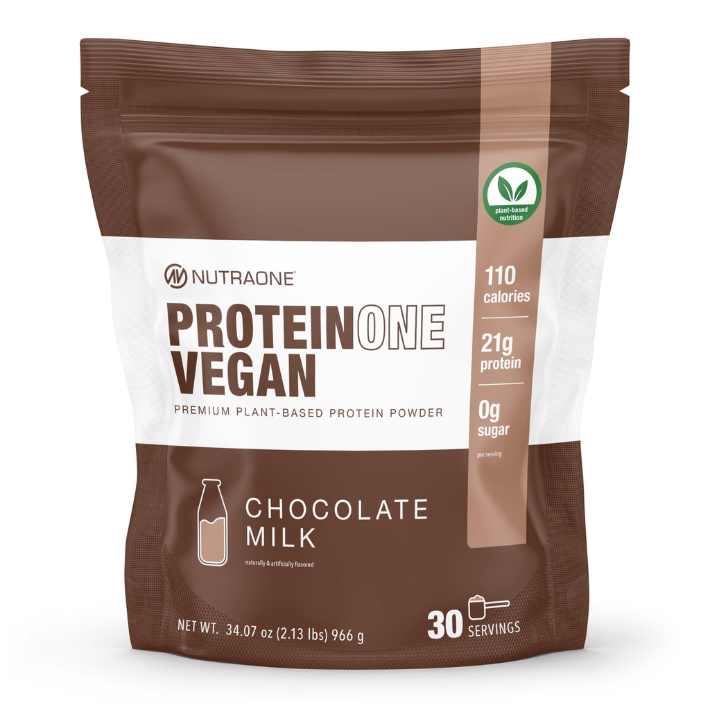 NutraOne ProteinOne Vegan Plant-Based Protein Powder Vegan Protein Powder, Dairy-Free, Pea a Ryža Protein (Chocolate Milk)