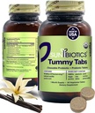 SUNBIOTICS Tummy Tabs - Chewable Probiotic and Prebiotic Tablets with 18 Billion CFUs of 4 Probiotic Squeins for Good Gut Flora, Immune System, & Balanced Microbome - Vanilla, (Pack of 1)