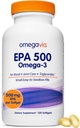 OmegaVia EPA 500, Purified Omega-3 Fish Oil Supplement, 500 mg EPA in Triglycerid Form, Burpless Fish Oil, Non-GMO, Gluten-Free, IFOS 5-Star, 120 Softgels