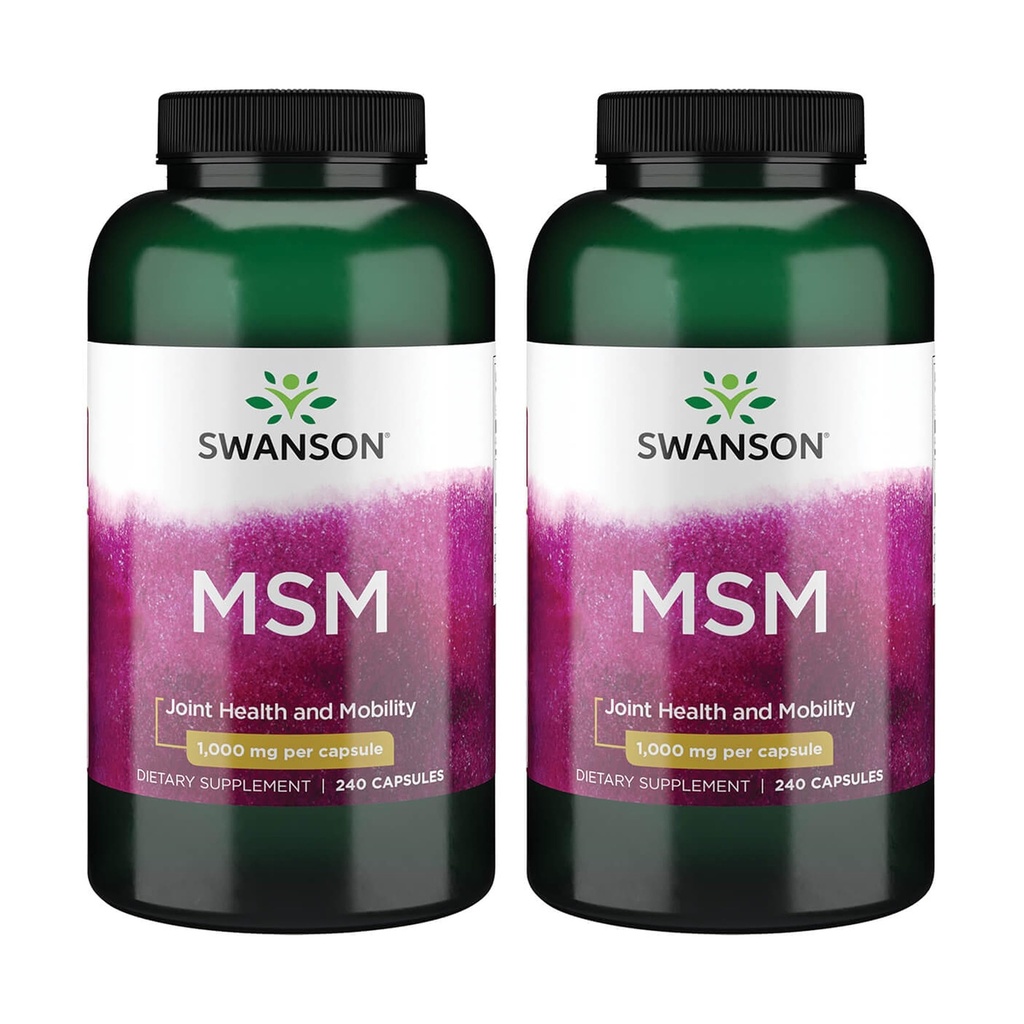 Swanson MSM - Essential Minerals Propaging Mobility & Joint Health Support - Helps to Maintain Connective Tissue Health including Cartilage, Collagen, & Hair - (240 Kapsule, 1000mg Each) 2 Balenie