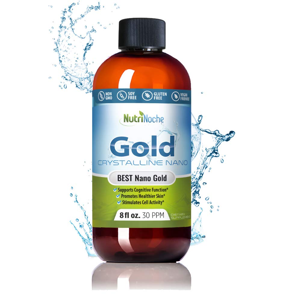 Koloidné zlato Liquid Organic Supplement by Nutrinoche - 100% Pure Nano Gold Mineral - Podporuje duševnú jasnosť, zameranie a relaxáciu - 8 oz Bottle - Vegan, Gluten-free - Crystalline - 30 ppm