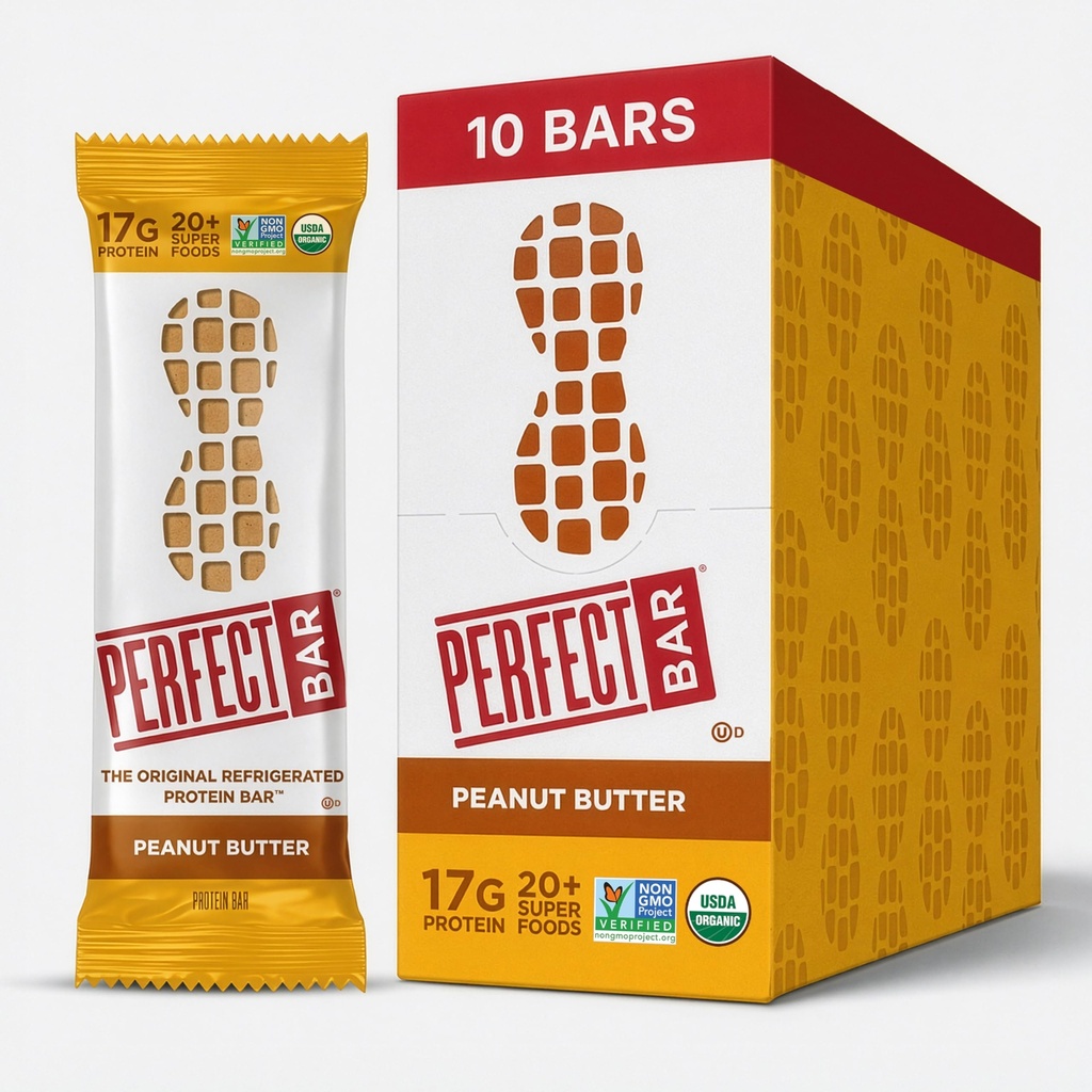 Perfect Bar, arašidové maslo Protein Bar, vysoký proteín, Organic, Gluten Free, Soy Free, Non GMO, No Sugar Alkohols, 2.5 Ounce Bar, 10 Počet