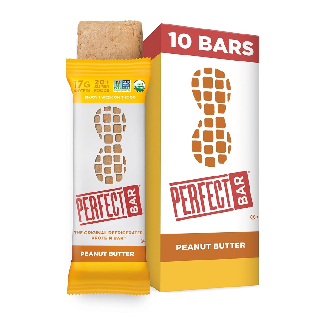 Perfect Bar, arašidové maslo Protein Bar, vysoký proteín, Organic, Gluten Free, Soy Free, Non GMO, No Sugar Alkohols, 2.5 Ounce Bar, 10 Počet