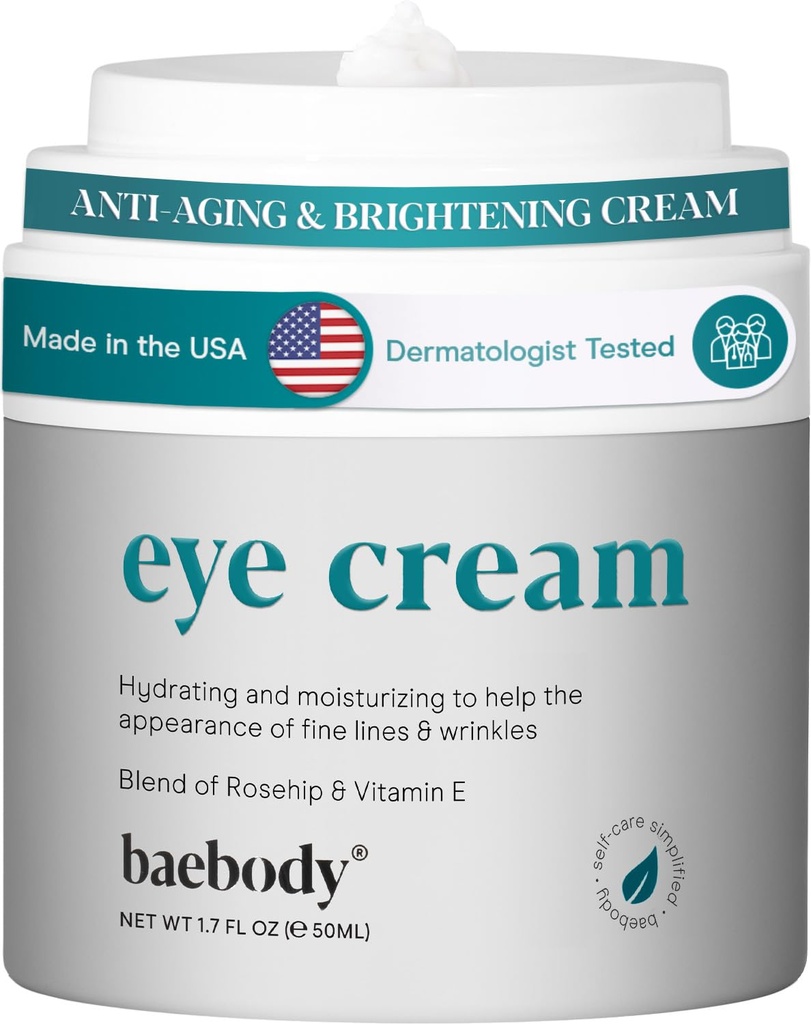Baebody vyrobené v USA očný krém - Anti Starnutie a hydratačné očný krém pre tmavé kruhy a vrásky - s Rosehip a vitamín E (1,7 fl oz/50 ml)
