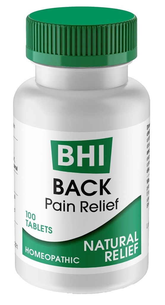 BHI Back prírodný chrbát, úľava od bolesti Hip & nohy - 6 výkonných multi-príznakov aktívnych homeopatických zložiek pomôcť upokojiť bolesti chrbta, svalového tkaniva a spazmy prirodzene pre ženy a mužov - 100 tabliet