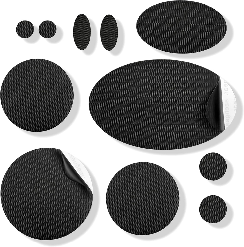 aZengear Repair Patches - vodeodolný, Self-Adhesive, Tear-Cold-Heat-Resistant Nylon Polyester Fix Puffer Coats, Gear, Stans (11 kusov, pevná čierna)