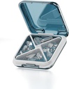 Small Pill Box Waterproof Travel Pill Case Portable Daily Pill Container Pill Holder for Purse 4 Compartments Pocket Compact Medicine Organizer for Fish Oils,Supplements,Medication (Blue)