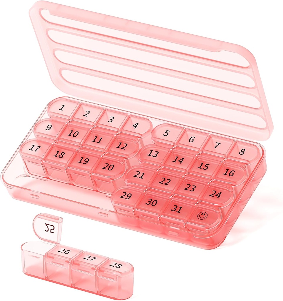 Mesačné pilulky Usporiadateľ 1 Časy denne, 30 Denné pilulky Box, Jeden mesiac pilulky Prípad raz denne,31 Denné pilulky Holder Medicína Organizátor vitamínov,Pink