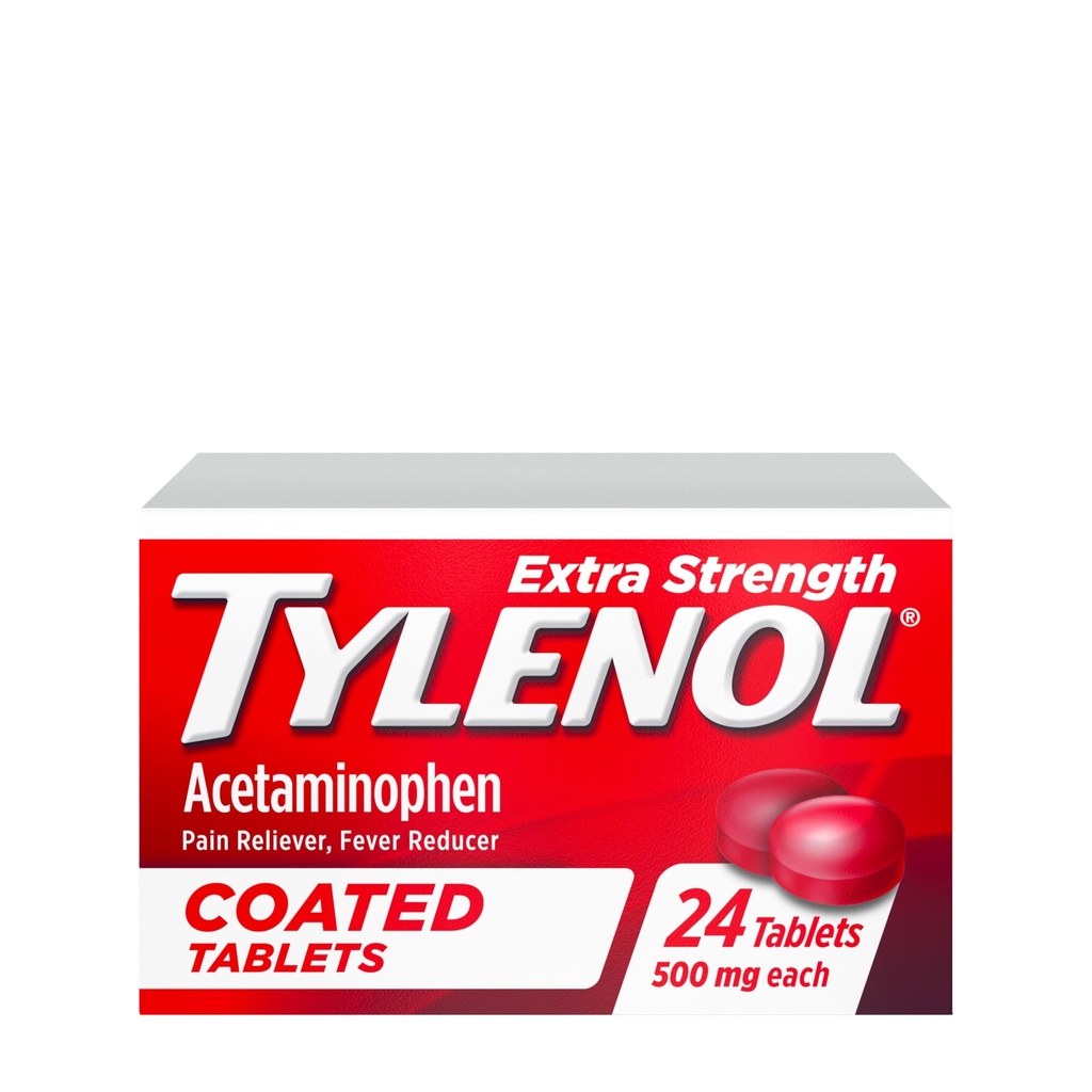 Tylenol Extra sila bolesť Reliyver & Horúčka Redukcia, Okrúhle obalené tablety, 500 mg acetaminofén bolesť Relief Pills for Bolesť hlavy, bolesť zubov a malá artritída, 24 ot